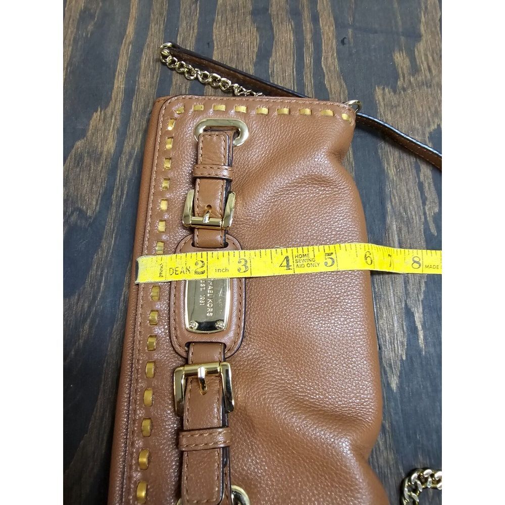 Michael Kors Hamilton Clutch Shoulder Bag Whipped Brown Leather‎ Purse - Picture 10 of 10